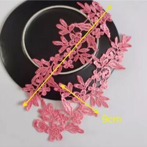 Lot of 10 (5 pairs) of Floral Appliques - Coral Pink
